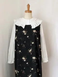 used レトロ 花柄×チェック ワンピース 古着 ヴィンテージ vintage