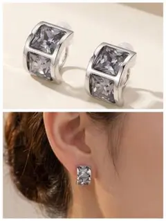 18K RGP プラチナ ダイヤCZ 上品 イヤリング yp5019のサムネイル
