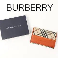 H6083N◾️バーバリー　ノバチェック　レザーカードケース Y2K