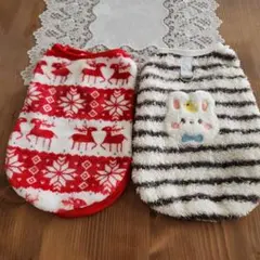 犬服 フリース トナカイ柄とウサギ刺繍