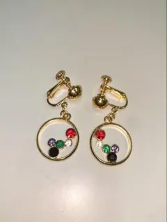カラフルストーン ゴールド イヤリング 美品