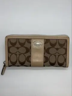 COACH コーチ　モノグラム柄　ベージュ　長財布　レディース