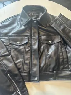 ZARA ブラック クロップドレザージャケット M