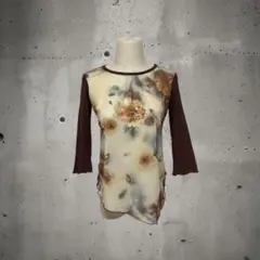 y2k 00s レトロカットソー フェアリーグランジ 薔薇 森ガール 平成