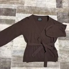 GOAブラウン ニット ラップカーディガン 長袖