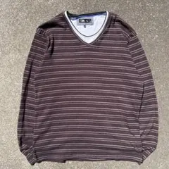 00s archive 短丈 Vネック ボーダー ロンＴ y2k シティーボーイ