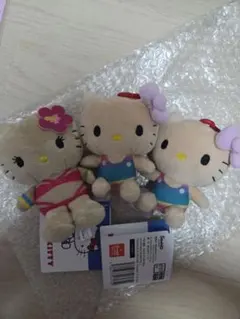 ハローキティカラビナ付マスコット 水着ぬいぐるみ 約10cm 3個セット