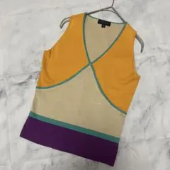 美品✨EPOCA エポカ マルチカラー　Vネック　ニットタンクトップ シルク40