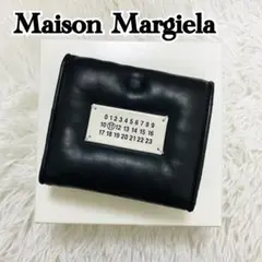 極美✨付属完備✨マルジェラ 三つ財布 レザー 4ステッチ ブラック カレンダー