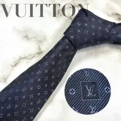 極美品　ルイヴィトン　ネクタイ　モノグラム　ネイビー　LV　ロゴ　現行