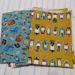 プリント生地 　キャンプ柄２種類