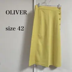 OLIVER イエロー ボタン付きスカート サイズ42(xs)