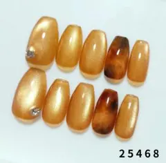 現品☆ネイルチップ マグネット べっ甲 秋 ブラウン ゴールド　オレンジ