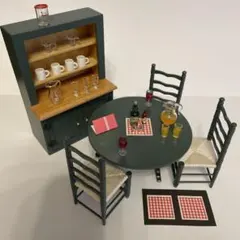 A 1/12ドールハウス ミニチュア●イタリアンレストラン 棚 テーブル 食器