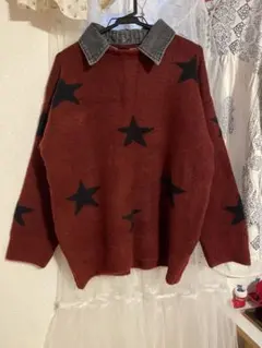 DIAVEL 赤ニット セーター M相当