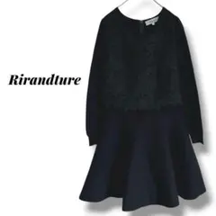 【リランドチュール】ワンピース　レース　花柄　総柄　Aライン　ストレッチ　黒