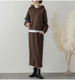 【美品】ダンボール素材 フーディー セットアップ ブラウン Mサイズ