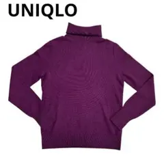 良品UNIQLO カシミヤ100% タートルネックセーター パープル レディース