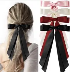 リボンバレッタセット 4色 髪飾り