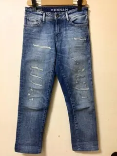 美品 DENHAM/デンハム ダメージ加工/デニムパンツ テパード EU23