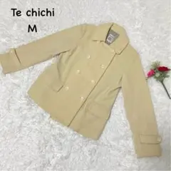 テチチ【M】ウールコート　ダブル　ポケット付き　大人可愛い　ナイロン　カラー付き