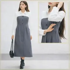 SAISON DE PAPILLON ドッキングビスチェワンピース チャコール