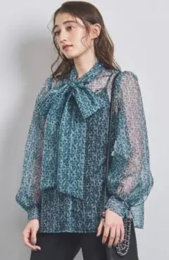 新品タグ付き✨ユナイテッドアローズ オーガンジーリボンボウタイブラウス 洗える