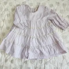 petit main プティマイン ティアードワンピース ラベンダー 80サイズ
