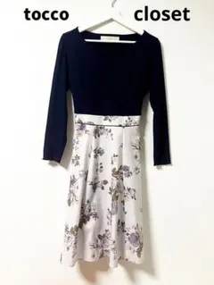 tocco closet ネイビー　花柄ワンピース