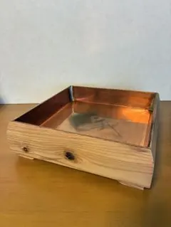 木製水盤 杉 生花 生け花 華道 花道 木製 銅板敷き 盆栽鉢 飾り台四角