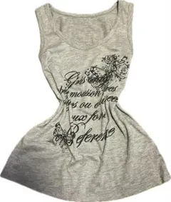 00s マクブリング y2k 平成ギャル 蝶 薔薇 英字 グレー タンクトップ