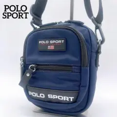 美品✨【POLO SPORT】ショルダーバッグ ネイビー 撥水 ラバーロゴラベル