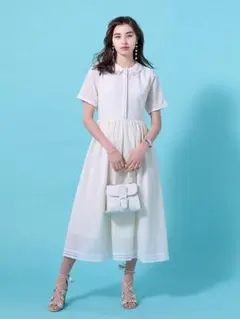 【Chesty】シアーチェックビジューラインワンピース/アイボリー