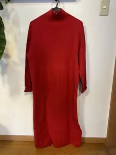 Beauty &Youth 赤 タートルネック ニットロングワンピース