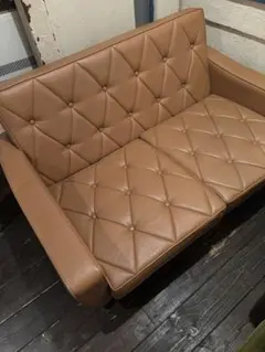 廃盤　カリモク60 ロビーチェア　2シーター　キャメル