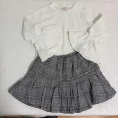 プティマイン　春服　110 長袖　フレア　スカート　チェック