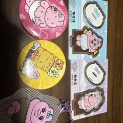 おぱんちゅうさぎ　極楽湯コラボアクリルスタンド　バッヂ　おまけキーホルダー
