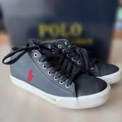 Polo RALPH LAURENブラックハイカットスニーカーキッズ24センチ