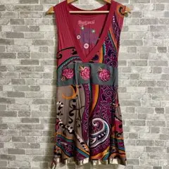 【訳あり】Desigual デシグアル ノースリーブワンピース　ローズ