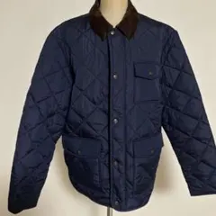 ネイビー キルティングジャケット コーデュロイ襟