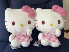 ハローキティLLぬいぐるみピンクチェック2個セット