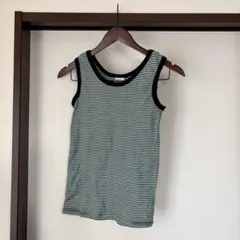 緑と白のストライプ タンクトップ