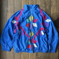 90s レトロ ナイロンジャケット マルチカラー 切替 古着 ゆるだぼ