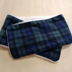 新品　あたたかい　チェックボア　リバーシブルマフラー　フリース＆ボア