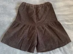 ドット 水玉　コーデュロイ　キュロット　黒　オリジナルハンドメイド 110