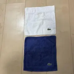新品未使用 ラコステ LACOSTE ハンドタオル ネイビー ホワイト2枚セット