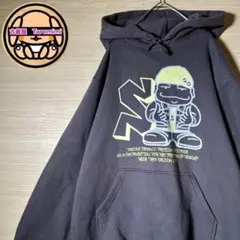 ヴィンテージ プルオーバー パーカー M ストリート 両面プリント 薄茶色 古着