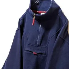 コールドウォータークリーク ハーフジップスウェットトレーナーネイビー紺色古着