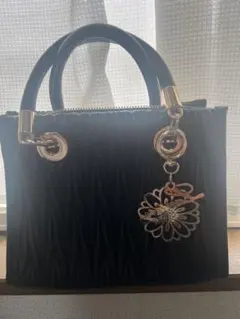 黒合皮ミニハンドバッグ ゴールド金具