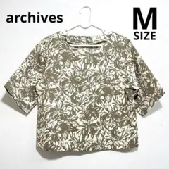 【美品】archives アルシーヴ ボタニカル 線画 フラワーブラウス Mのサムネイル